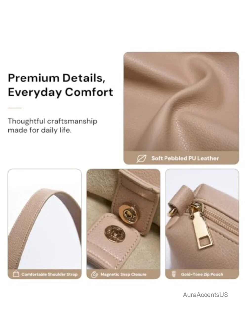 Hobo Tote Bag 2-Piece Set Soft Vegan Leather Slouchy Shoulder Purse for Women